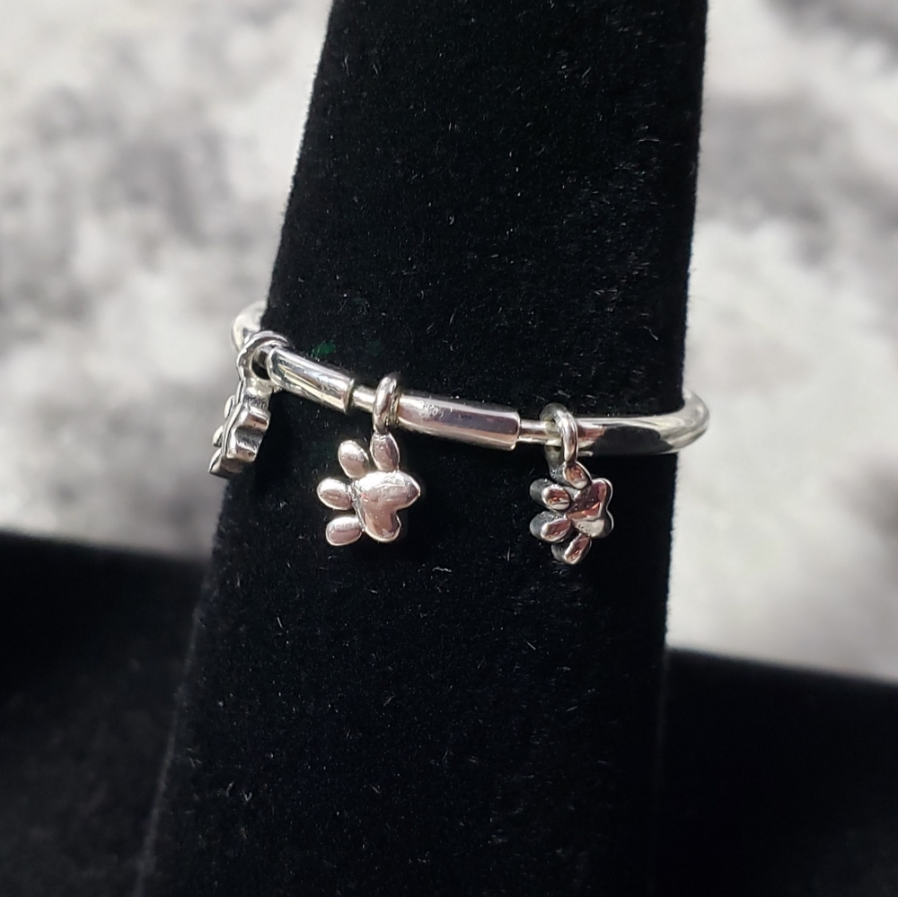 925 Sterling Silver Dog Cat Puppy Kitty Pawprint - Picture 5 of 8
